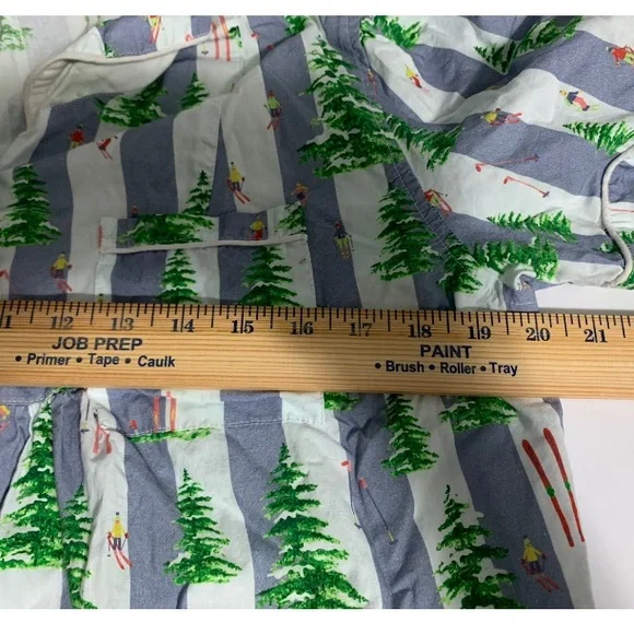 Sant and Abel Gray Malin Pajama Set Top Shorts Trees Skiers L Cotton